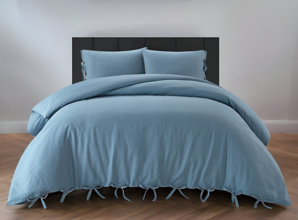 HomeRoots Beige Luxurious Linen Duvet Cover Set - Breathable Comfort, Easy Care & Stylish Modern Design Navy, King/California King King/California King 529007