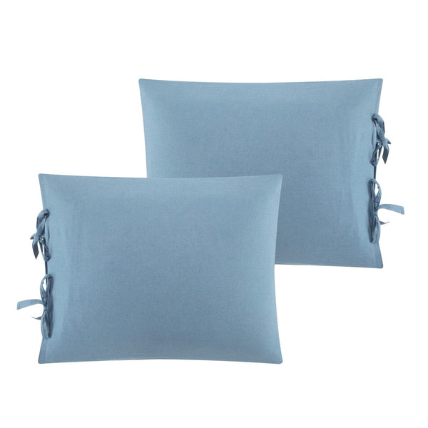 HomeRoots Beige Luxurious Linen Duvet Cover Set - Breathable Comfort, Easy Care & Stylish Modern Design Navy, Full/Queen Full/Queen 529008