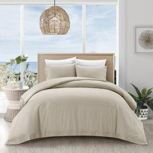 Homeroots Beige King 100% Cotton 140 Thread Count Washable Duvet Cover Set Beige,King,California King Cotton 529009
