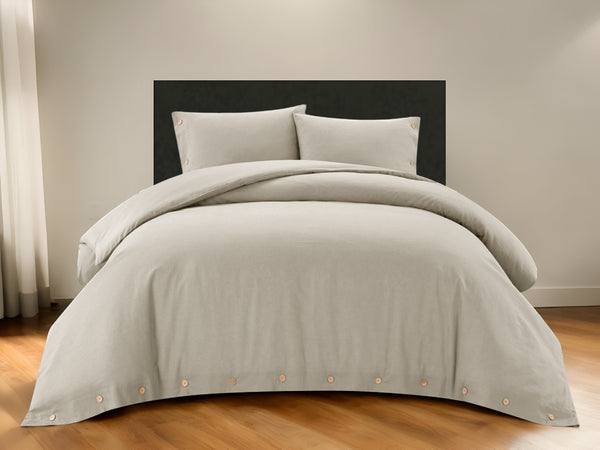 Homeroots Beige King 100% Cotton 140 Thread Count Washable Duvet Cover Set Beige,King,California King Cotton 529009