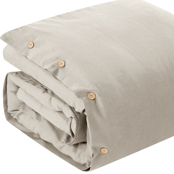 Homeroots Beige King 100% Cotton 140 Thread Count Washable Duvet Cover Set Beige,King,California King Cotton 529009