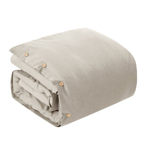 Homeroots Beige King 100% Cotton 140 Thread Count Washable Duvet Cover Set Beige,King,California King Cotton 529009