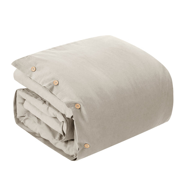 Homeroots Beige King 100% Cotton 140 Thread Count Washable Duvet Cover Set Beige,King,California King Cotton 529009