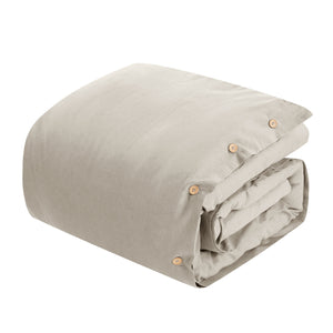 Homeroots Beige Queen 100% Cotton 180 Thread Count Washable Duvet Cover Set Beige,Full,Queen Cotton 529010