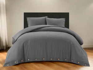 Homeroots Dark Slate Gray King 100% Cotton 180 Thread Count Washable Duvet Cover Set Dark Grey,King,California King Cotton 529011