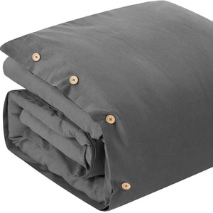 Homeroots Dark Slate Gray King 100% Cotton 180 Thread Count Washable Duvet Cover Set Dark Grey,King,California King Cotton 529011