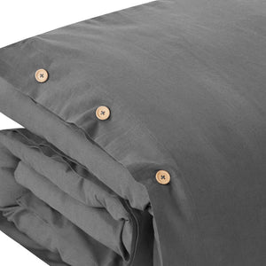 Homeroots Dark Slate Gray King 100% Cotton 180 Thread Count Washable Duvet Cover Set Dark Grey,King,California King Cotton 529011