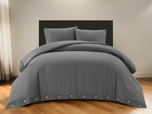 HomeRoots Beige Cotton Duvet Cover Set - Soft, Breathable, and Stylish for Year-Round Comfort and Protection Dark Grey, Full/Queen Full/Queen 529012