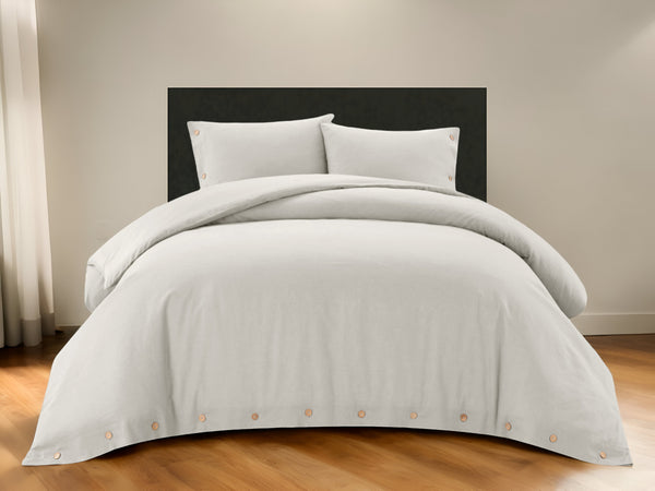 Homeroots Ivory King 100% Cotton 180 Thread Count Washable Duvet Cover Set Ivory,King,California King Cotton 529013