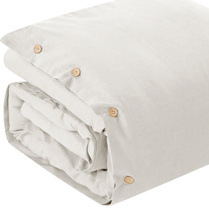 Homeroots Ivory King 100% Cotton 180 Thread Count Washable Duvet Cover Set Ivory,King,California King Cotton 529013