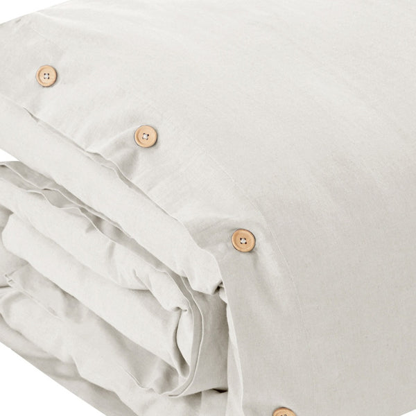 Homeroots Ivory King 100% Cotton 180 Thread Count Washable Duvet Cover Set Ivory,King,California King Cotton 529013