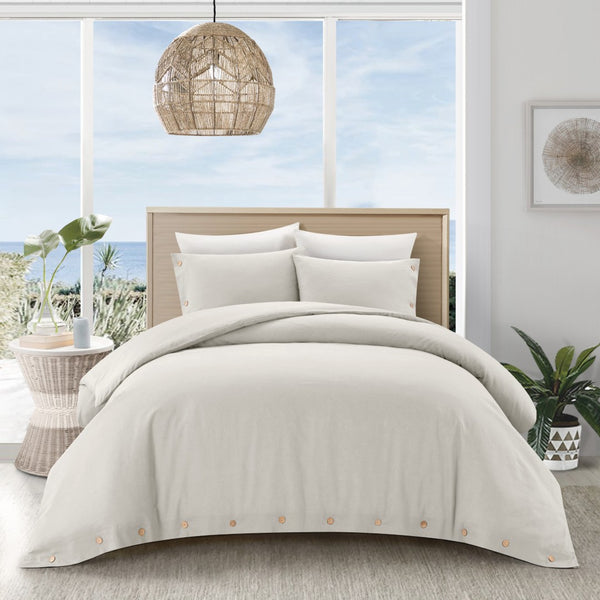HomeRoots Beige Cotton Duvet Cover Set - Soft, Breathable, and Stylish for Year-Round Comfort and Protection Ivory, Full/Queen Full/Queen 529014