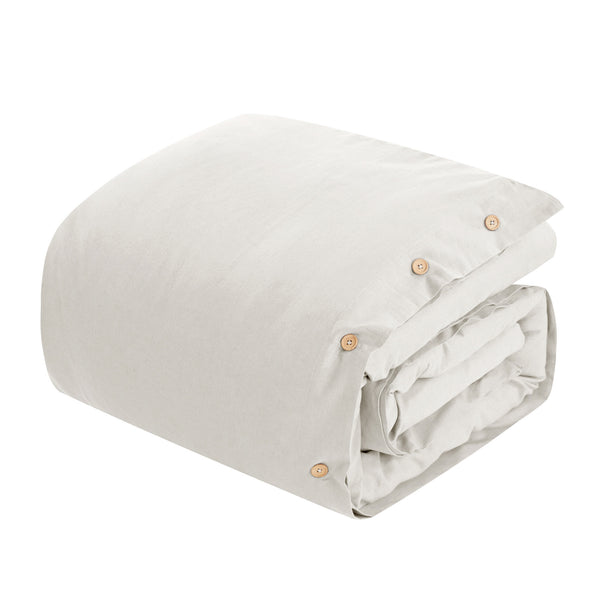 Homeroots Ivory Queen 100% Cotton 140 Thread Count Washable Duvet Cover Set Ivory,Full,Queen Cotton 529014