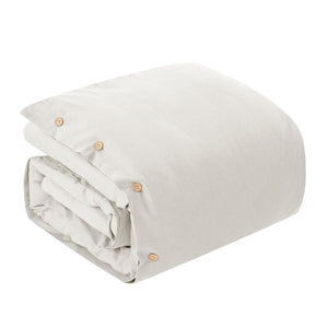 Homeroots Ivory Queen 100% Cotton 140 Thread Count Washable Duvet Cover Set Ivory,Full,Queen Cotton 529014