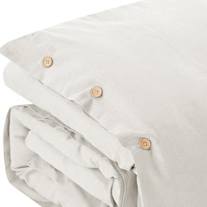 Homeroots Ivory Queen 100% Cotton 140 Thread Count Washable Duvet Cover Set Ivory,Full,Queen Cotton 529014