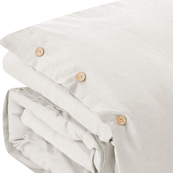 Homeroots Ivory Queen 100% Cotton 140 Thread Count Washable Duvet Cover Set Ivory,Full,Queen Cotton 529014