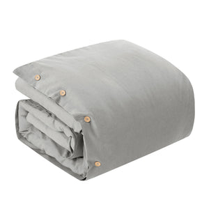 Homeroots Light Gray King 100% Cotton 140 Thread Count Washable Duvet Cover Set Light Grey,King,California King Cotton 529015