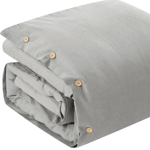 Homeroots Light Gray Queen 100% Cotton 140 Thread Count Washable Duvet Cover Set Light Grey,Full,Queen Cotton 529016
