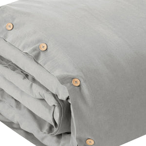 Homeroots Light Gray Queen 100% Cotton 140 Thread Count Washable Duvet Cover Set Light Grey,Full,Queen Cotton 529016