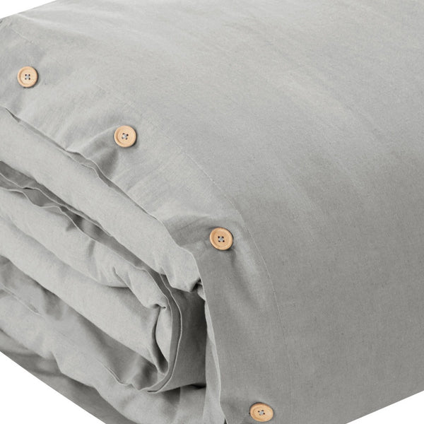 Homeroots Light Gray Queen 100% Cotton 140 Thread Count Washable Duvet Cover Set Light Grey,Full,Queen Cotton 529016