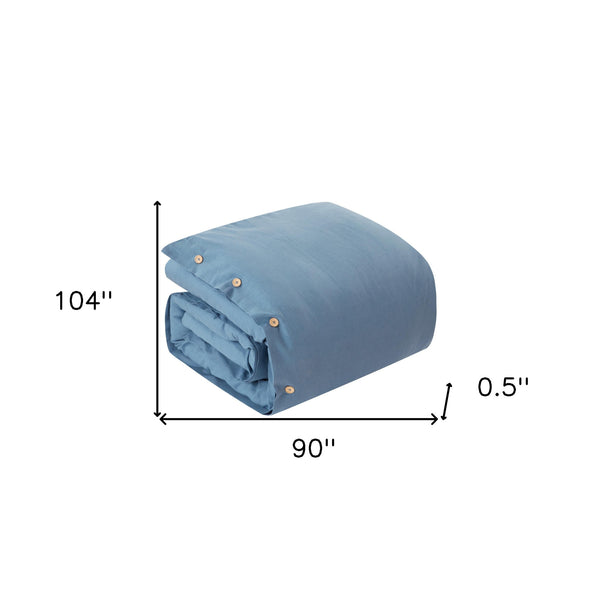 Homeroots Navy Blue King 100% Cotton 140 Thread Count Washable Duvet Cover Set Navy,King,California King Cotton 529017