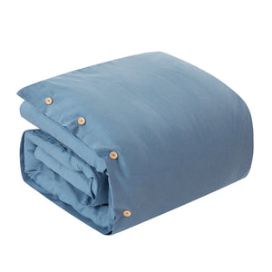 Homeroots Navy Blue King 100% Cotton 140 Thread Count Washable Duvet Cover Set Navy,King,California King Cotton 529017