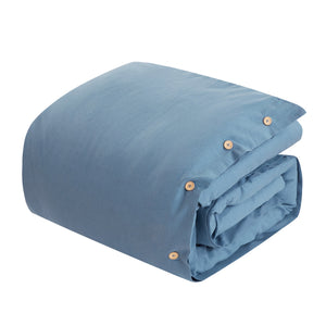 Homeroots Navy Blue King 100% Cotton 140 Thread Count Washable Duvet Cover Set Navy,King,California King Cotton 529017