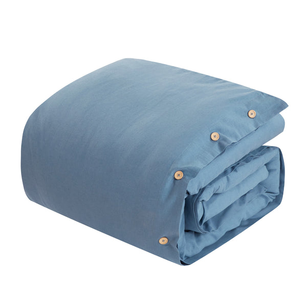 Homeroots Navy Blue King 100% Cotton 140 Thread Count Washable Duvet Cover Set Navy,King,California King Cotton 529017