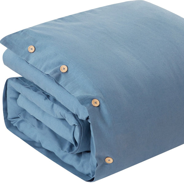 Homeroots Navy Blue Queen 100% Cotton 180 Thread Count Washable Duvet Cover Set Navy,Full,Queen Cotton 529018