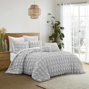 Homeroots Gray Queen Polyester 180 Thread Count Washable Duvet Cover Set Grey,Full,Queen Polyester 529029