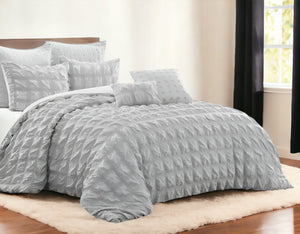 Homeroots Gray Queen Polyester 180 Thread Count Washable Duvet Cover Set Grey,Full,Queen Polyester 529029