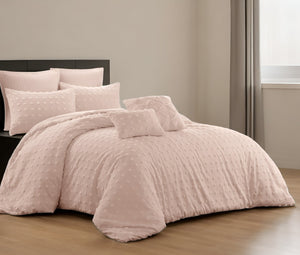 HomeRoots Beige Duvet Cover Set - Luxurious Polyester, Soft 220 Thread Count, Easy Care for Year-Round Comfort Blush, Full/Queen Full/Queen 529038