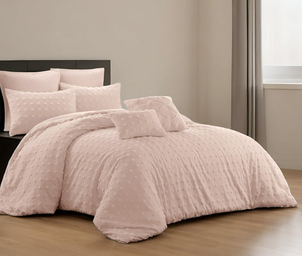 HomeRoots Beige Duvet Cover Set - Luxurious Polyester, Soft 220 Thread Count, Easy Care for Year-Round Comfort Blush, Full/Queen Full/Queen 529038