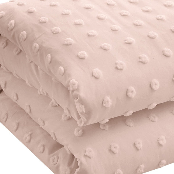 HomeRoots Beige Duvet Cover Set - Luxurious Polyester, Soft 220 Thread Count, Easy Care for Year-Round Comfort Blush, Full/Queen Full/Queen 529038