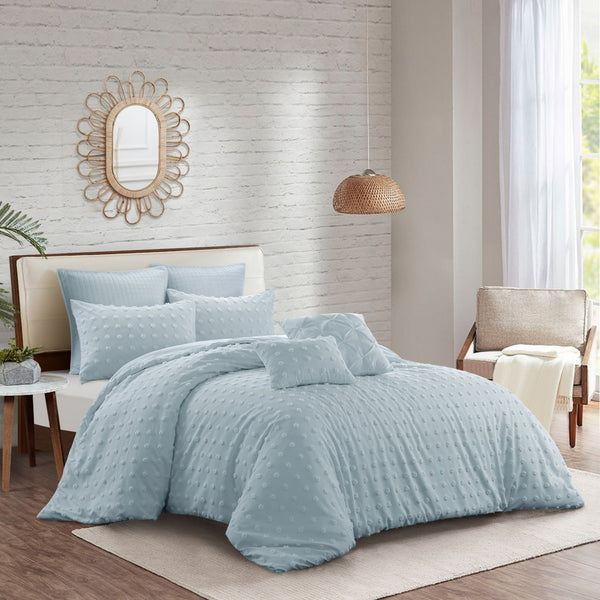 HomeRoots Beige Duvet Cover Set - Luxurious Polyester, Soft 220 Thread Count, Easy Care for Year-Round Comfort Blue, King/California King King/California King 529040