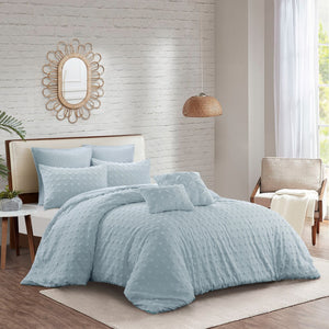 HomeRoots Beige Duvet Cover Set - Luxurious Polyester, Soft 220 Thread Count, Easy Care for Year-Round Comfort Blue, Full/Queen Full/Queen 529041