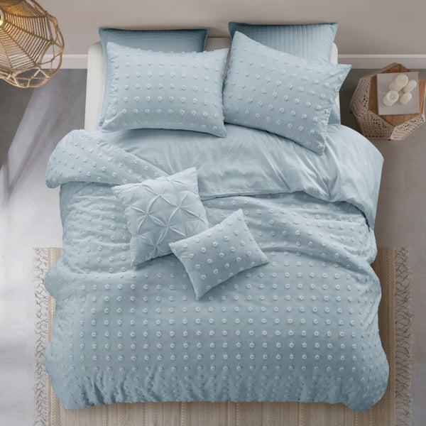 HomeRoots Beige Duvet Cover Set - Luxurious Polyester, Soft 220 Thread Count, Easy Care for Year-Round Comfort Blue, Full/Queen Full/Queen 529041