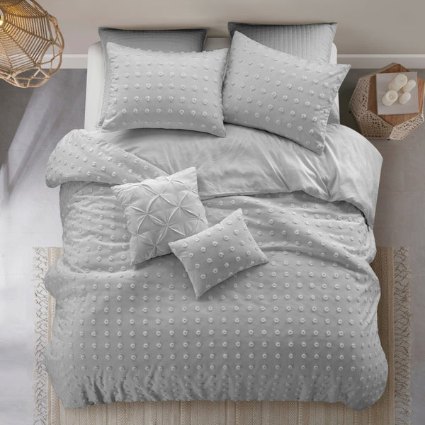 HomeRoots Beige Duvet Cover Set - Luxurious Polyester, Soft 220 Thread Count, Easy Care for Year-Round Comfort Grey, King/California King King/California King 529043