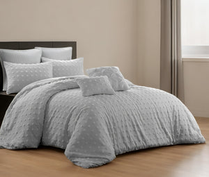 HomeRoots Beige Duvet Cover Set - Luxurious Polyester, Soft 220 Thread Count, Easy Care for Year-Round Comfort Grey, King/California King King/California King 529043