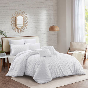 HomeRoots Beige Duvet Cover Set - Luxurious Polyester, Soft 220 Thread Count, Easy Care for Year-Round Comfort White, King/California King King/California King 529046