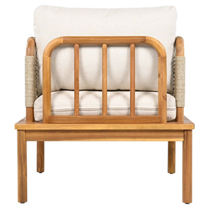 English Elm Christopher Knight Home® - Outdoor Acacia Wood Club Chair With Handwoven Rope, Water-Repellent Cushions For Ultimate Comfort N757P242994B