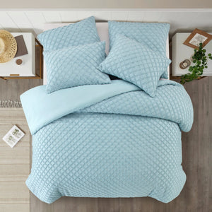 HomeRoots Beige Duvet Cover Set - Luxe Polyester, 140 Thread Count, Machine Washable, All-Season Comfort Blue, King/California King King/California King 529070