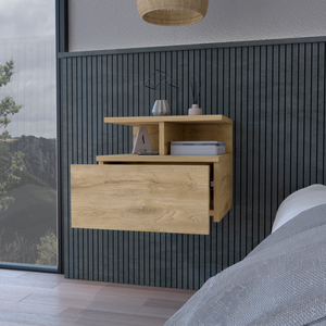 Homeroots 12" Beige One Drawer Faux Wood Nightstand   529080