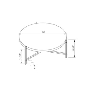 Homeroots 37" Natural And White Metal Round Coffee Table   529099