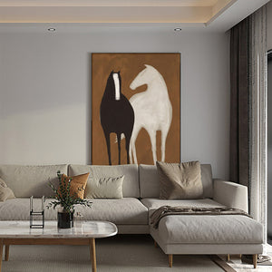 Homeroots Black And White Fabric Horse Wall Decor  Fabric 529112