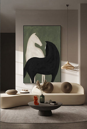 Homeroots Black And White Fabric Horse Wall Decor  Fabric 529114