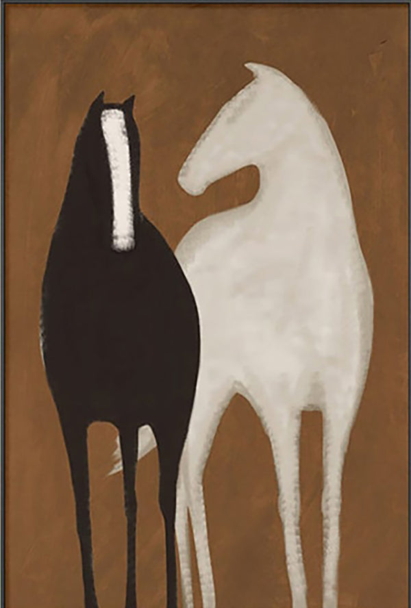 Homeroots Black And White Fabric Horse Wall Decor  Fabric 529118