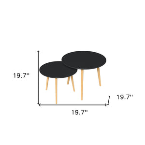 Homeroots Set Of Two 20" Wood Brown And Black Round Nested Tables   529145