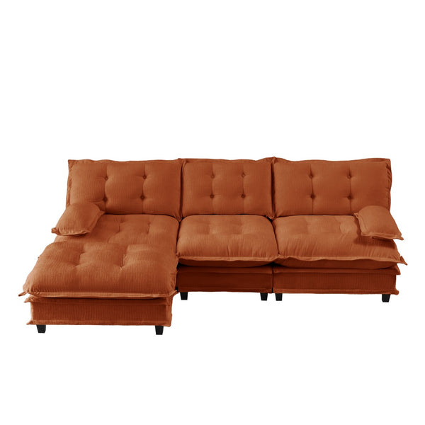 English Elm 107" Modular Cloud Sectional Chenille Deep Seat Couch with Lattice Cushions for Apartments Orange W714S01738