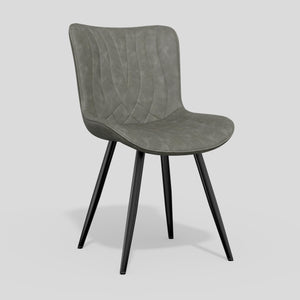 English Elm Dining Chair Set Of 2 - Modern Gray Pu Leather Armless Chairs With Sturdy Metal Legs For Comfort T3950P396567